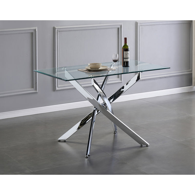 Ponemah Glass Top Metal Base Dining Table