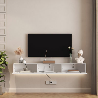 Meuble télé flottant fixé au mur avec 16 DEL de couleur