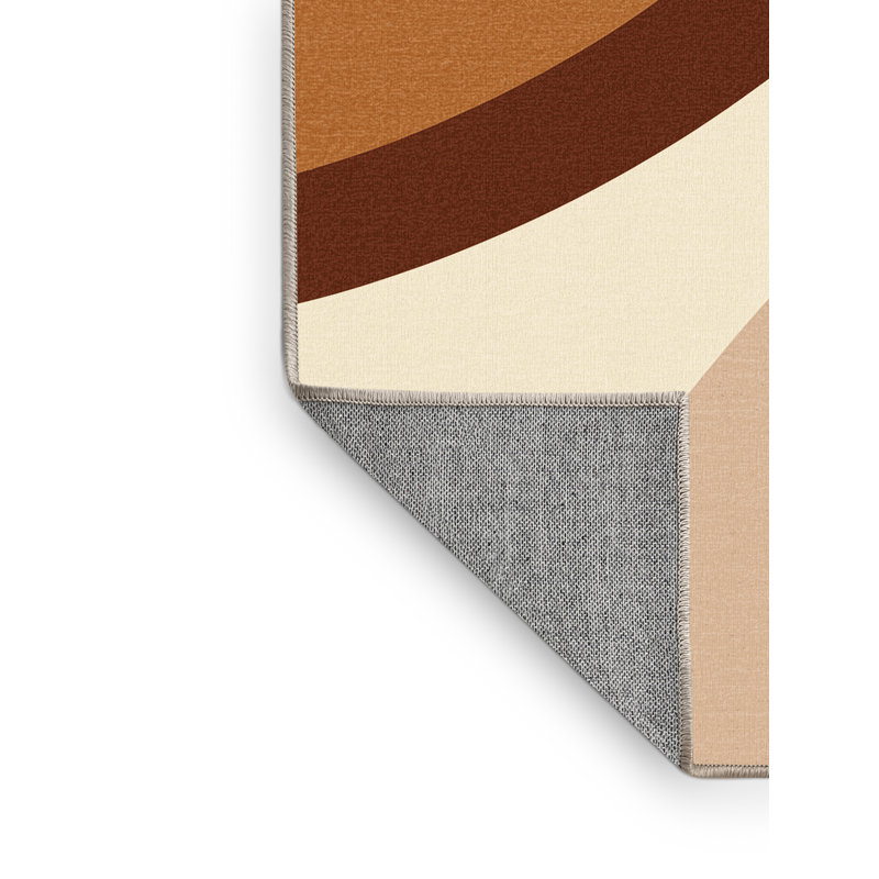 Tapis beige élégant et chic lavable à la machine Benson, 4 x 6