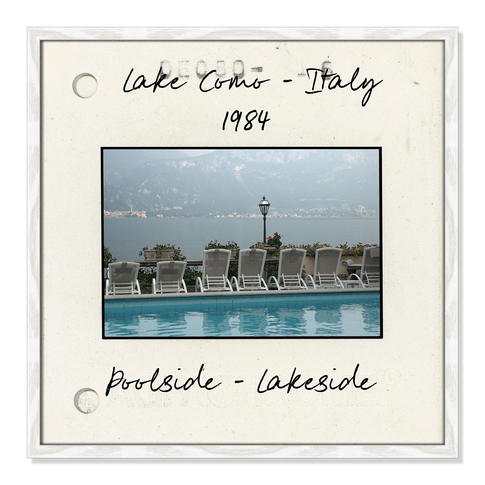 Travel Slide Collection "Lake Como, Italy" Print, White Single Picture Framed Paper, 23.5" H x 23.5" W x 0.75" D