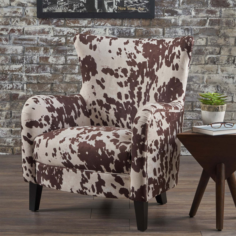 Fauteuil April-Leigh d'une largeur de 73,9 cm, Velours brun / blanc