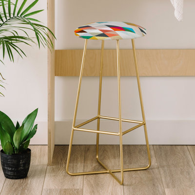 Upholstered Counter Stool with Metal Frame