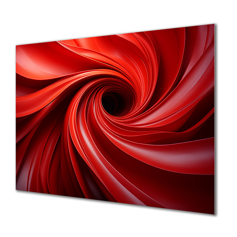 «Red Abstract Spiral Dreamscape IV», art mural abstrait en spirale en métal, H 12 po x l 20 po x P 1 po