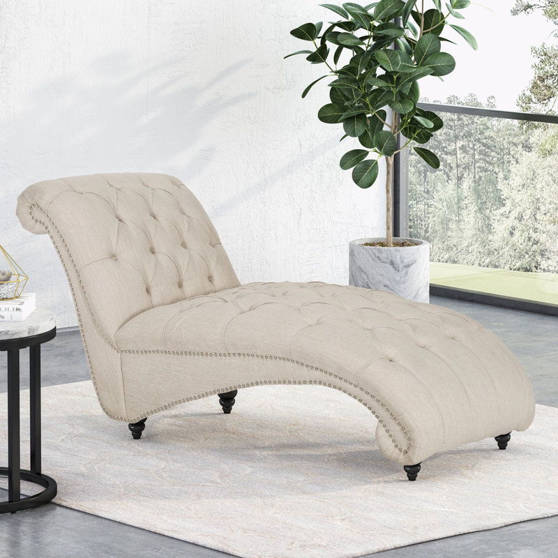 Chaise longue sans accoudoirs touffetée, Beige