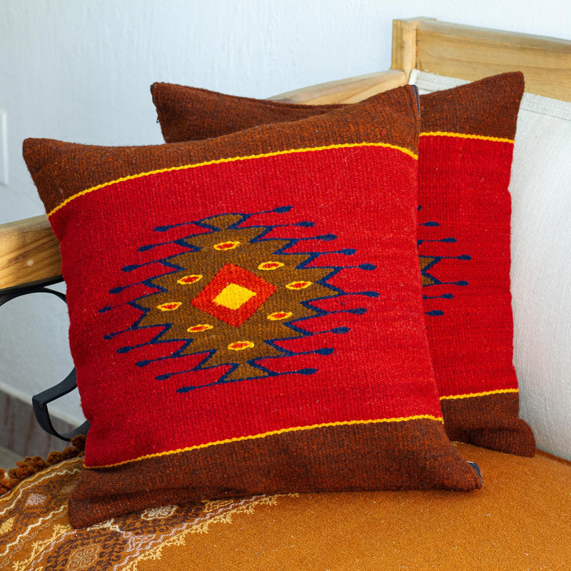  Housse de coussin Morning Star, Rouge, jaune et vert