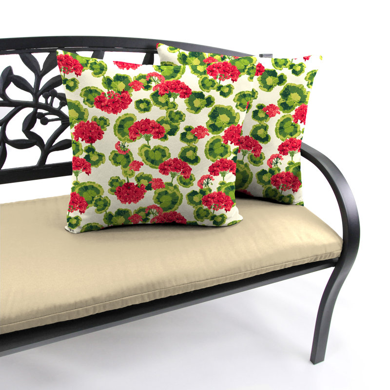 Coussin extérieur 16 "x 16", Blanc / vert / rouge