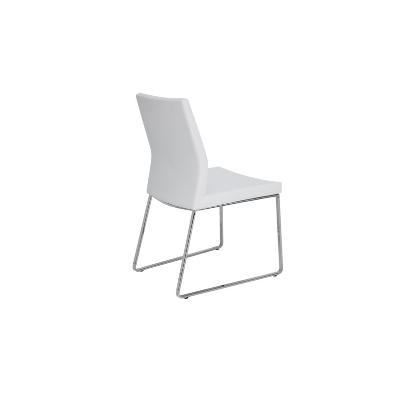 Pasha Sled Dining Chair, White Faux Leather