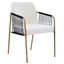 Chaises de salle à manger rembourrées Modern Glam (ensemble de 2), structure en métal avec accoudoirs tissés, siège en tissu confortable