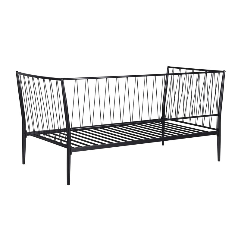Transitional Metal Daybed Frame with Slatted Platform