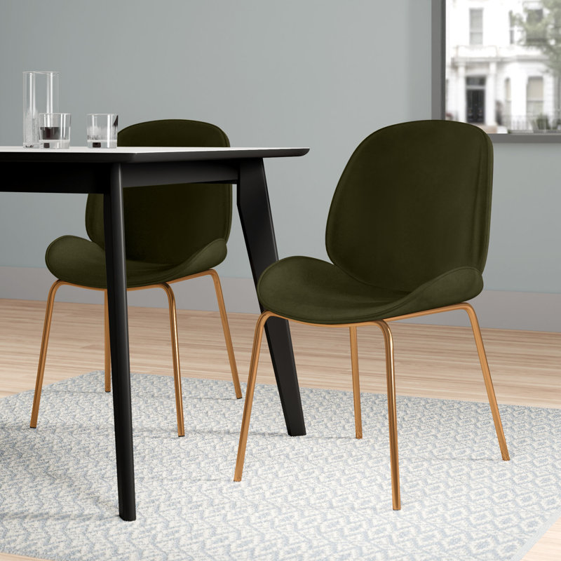 Lawson 58.0cm H Velvet Upholstered Side Chair, Green, Gold