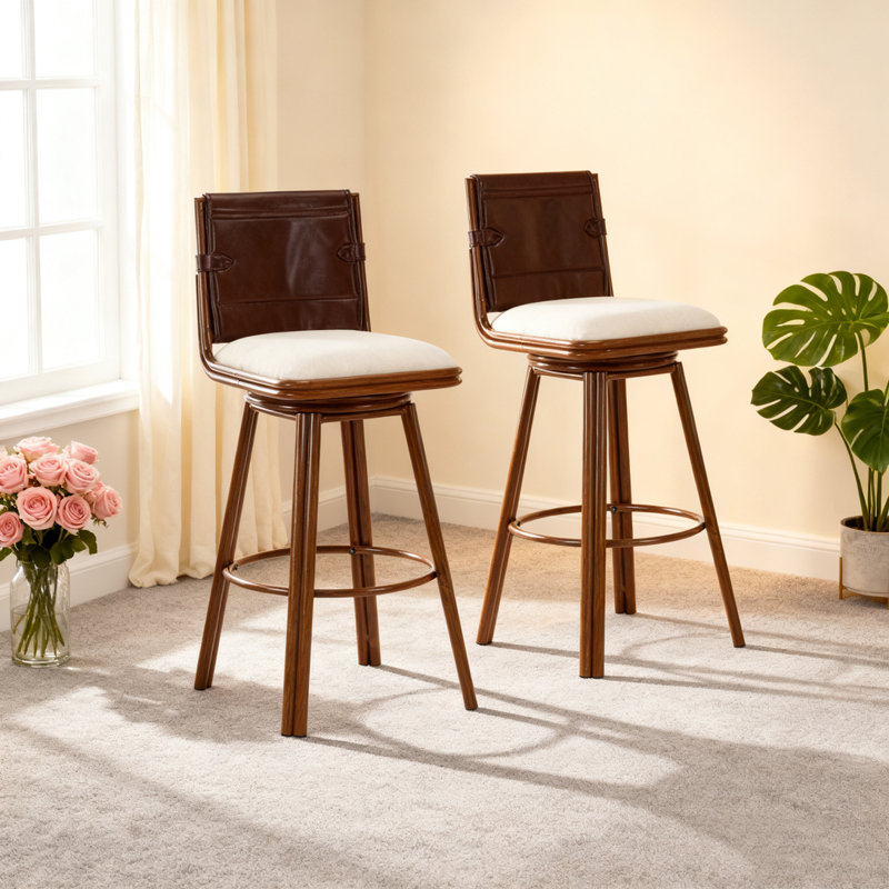 Upholstered Bar Stool with Metal Frame