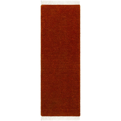 Tapis rouge en laine tissé à la main Clio