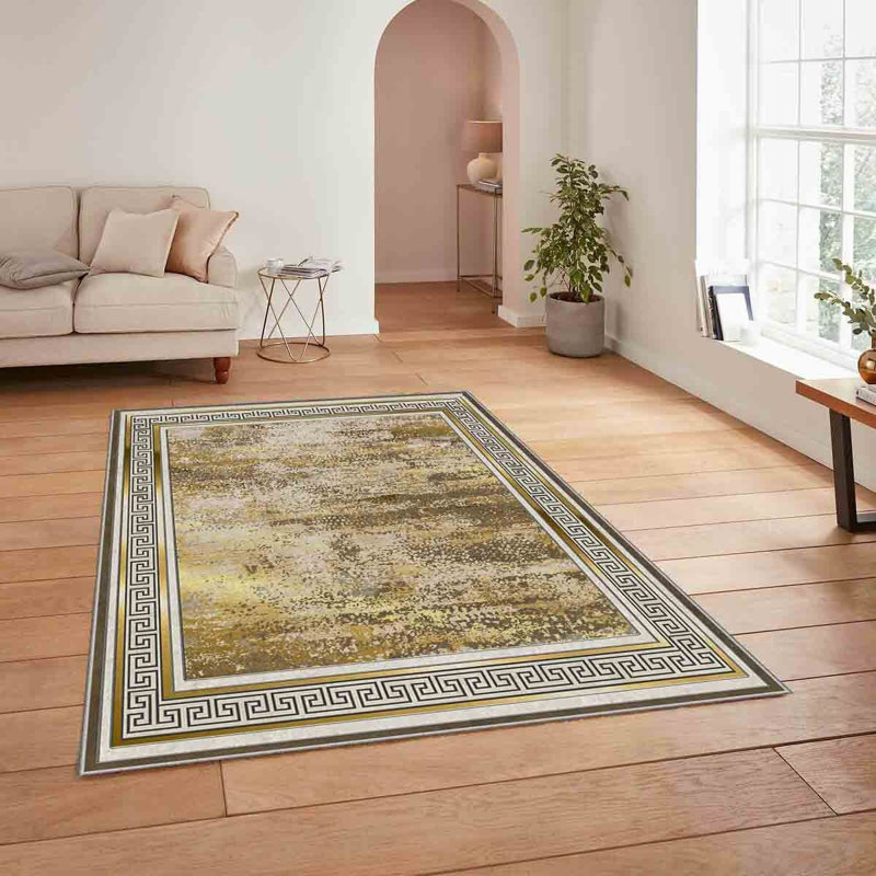 High-Quality Woven Carpet, 5.2 x 7.5 Feet, 100% Polyester, 740 g/m² | Non-Slip Felt Dot Underside, 0.16 in Pile Height | Machine Washable (30°C), Easy to Clean | Stylish Digital Print, Perfect for Living Room & Bedroom