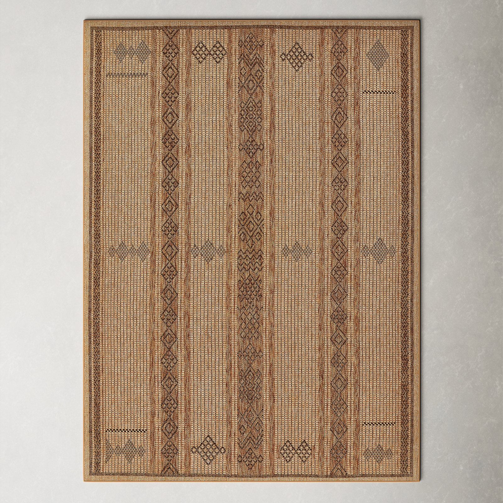 Ava Brown/Beige Indoor/Outdoor Rug, Rectangle 3'3" x 5'