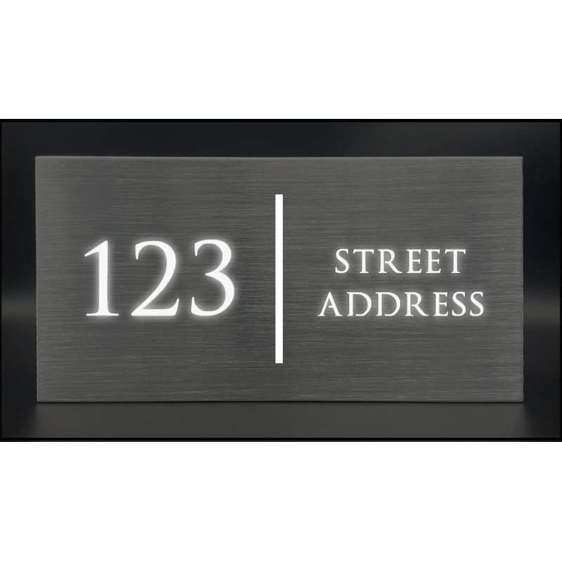 Panneau d'adresse en aluminium illuminé, Argent brossé