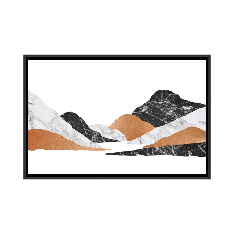 «Marble Landscape II», impression sur toile, H 18 po x l 26 po x P 1,5 po, Toile avec cadre noir, Pas de tapis