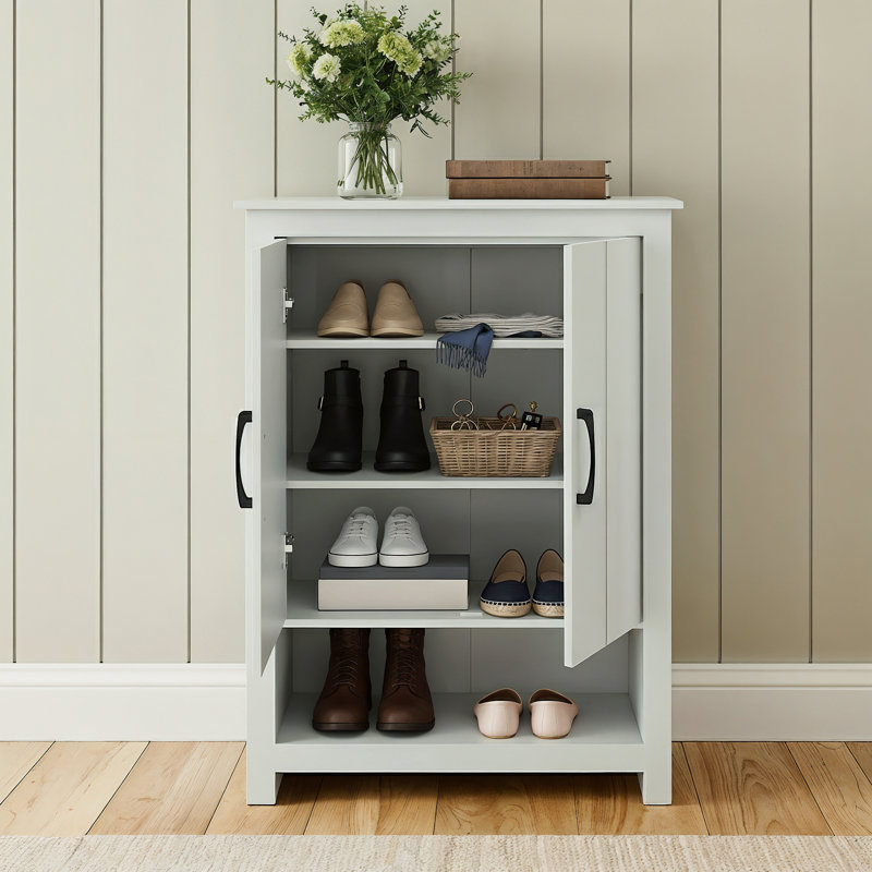 Limestone 3ft Shoe Cabinet, White