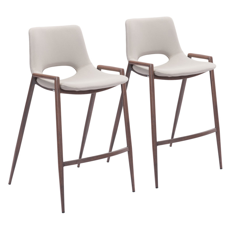 Upholstered Counter Stool, Beige, Counter Stool (25.6” Seat Height)