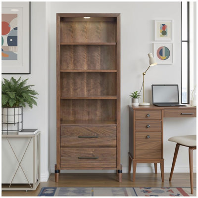 Bibliothèque Tranquility, assemblage minimal requis, finition noyer
