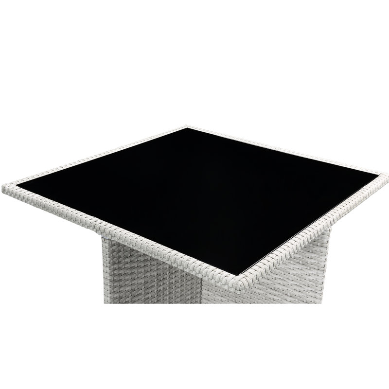 9 pièces Bistro en bleu et tissu avec 4 chaises, repose-pieds et table en tissu, repose-pieds, table de salle à manger