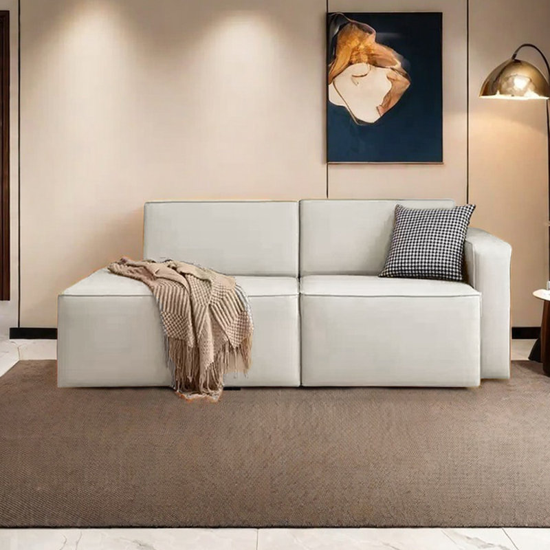 Chaises longues confortables en similicuir Comfy, Orienté à droite, Beige