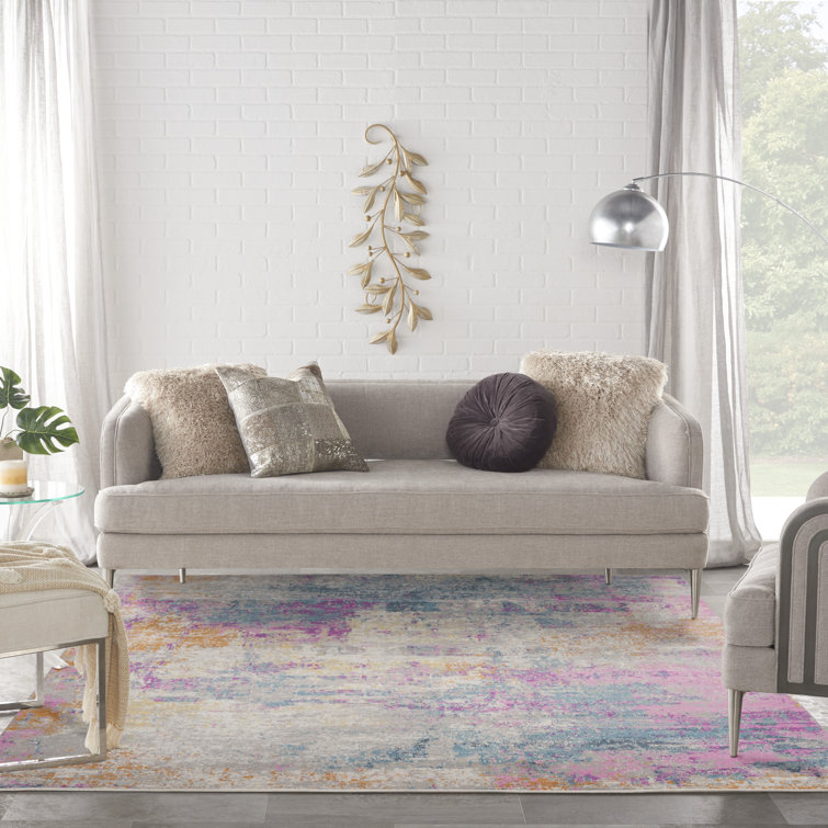 Abbate Abstract Pink/Blue/Orange/Ivory Area Rug