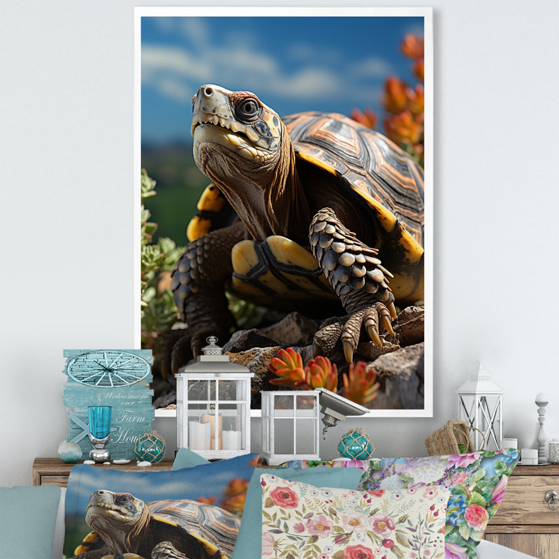 Turtles Journey Portrait, reproduction d'art sur toile, H 44 po x l 34 po x P 1,5 po, Cadre simple blanc