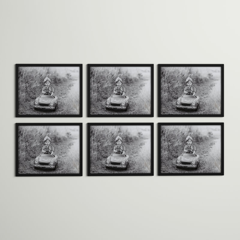 Ensemble de 6 panneaux muraux en bois mat 11 po x 14 po, Noir