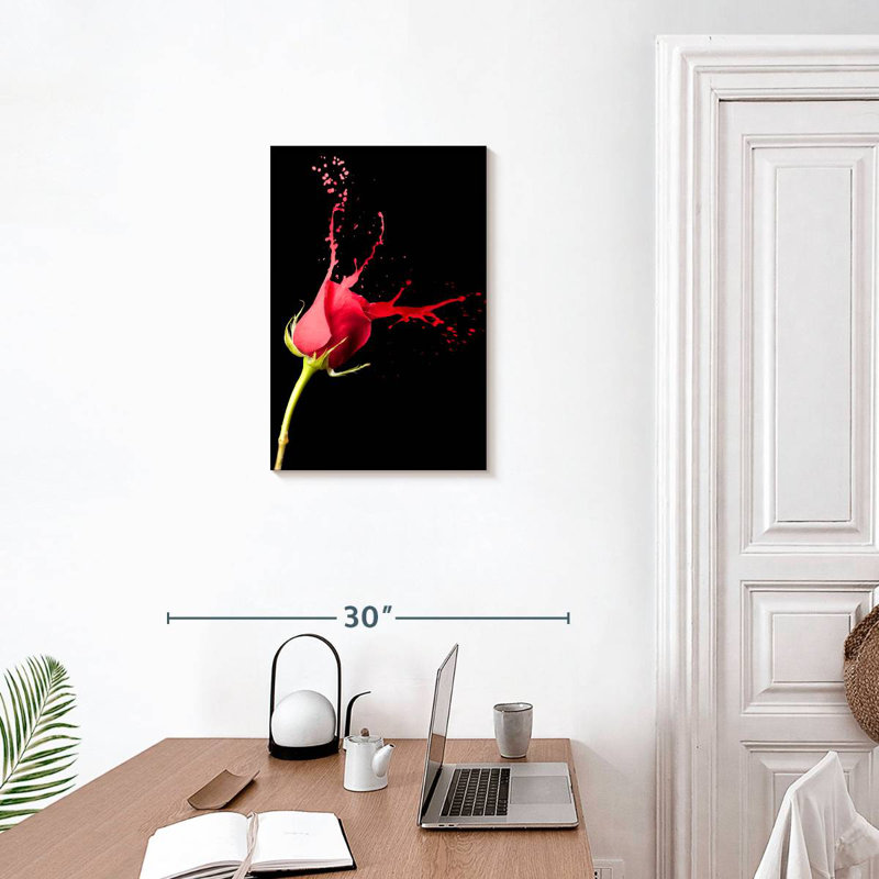 Harnek Red Rose Splash, 24" H x 16" W