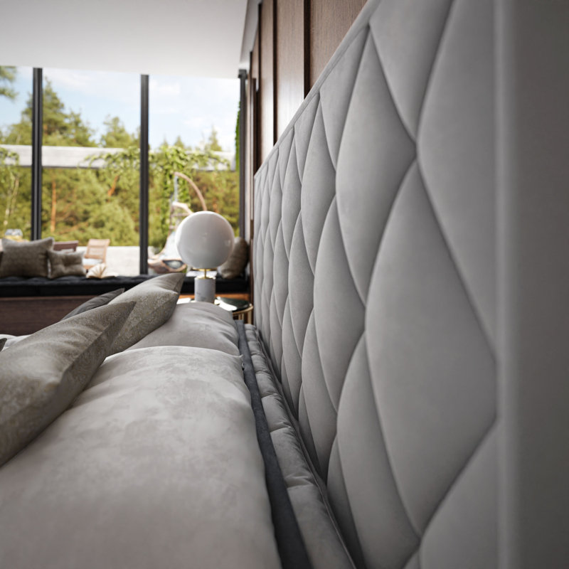 Adelajde Upholstered Storage Bed, Light Grey, 140 x 200 cm