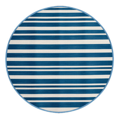 Machine Washable Horizontal Stripes Blue Area Rug