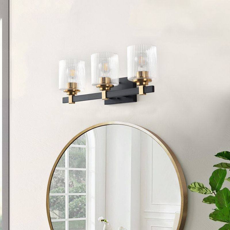 3-Light UL Listed Modern Vanity Lighting with Texture Glass Shade