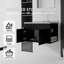 Meuble-lavabo suspendu de 91 cm (36 po) en contreplaqué avec lavabo en céramique (trou de trop-plein), comptoir et dosseret en marbre reconstitué, portes à fermeture amortie, tablette latérale ouverte, noir-133701721