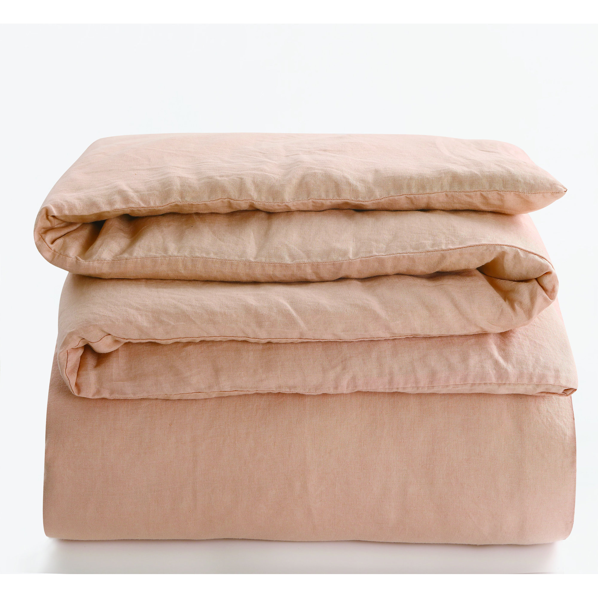 Frazier Modern & Contemporary 100% Linen Duvet Cover, Apricot, Full/Queen Duvet Cover + 2 Standard Shams