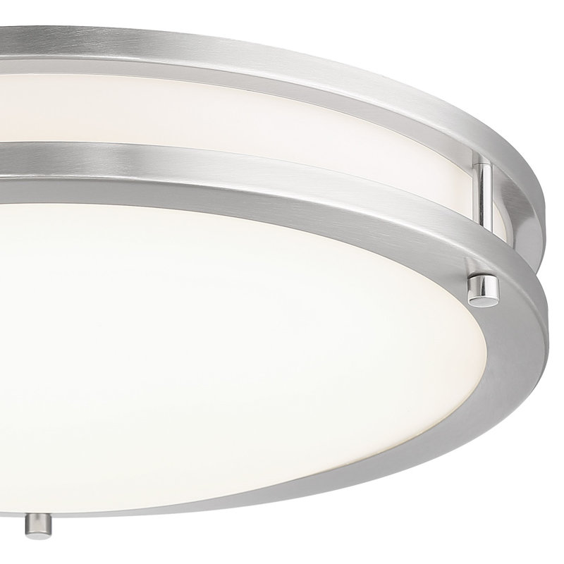 Plafonnier encastré 1 lumière DEL Aston, Nickel brossé, H 3,63 po x l 13,75 po x P 13,75 po
