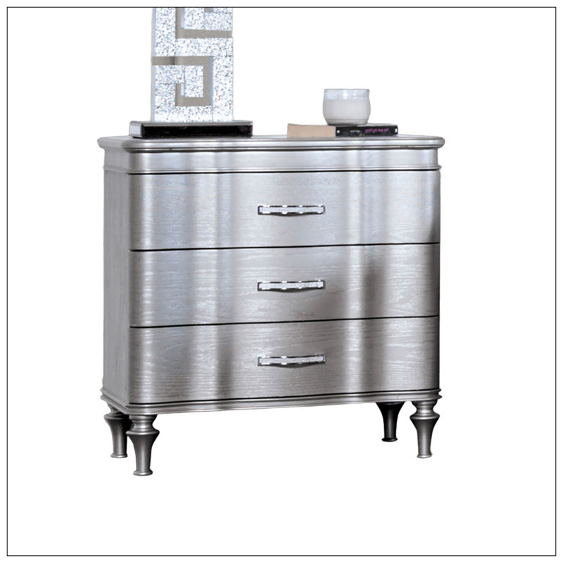 Nightstand For Bedroom, Silver