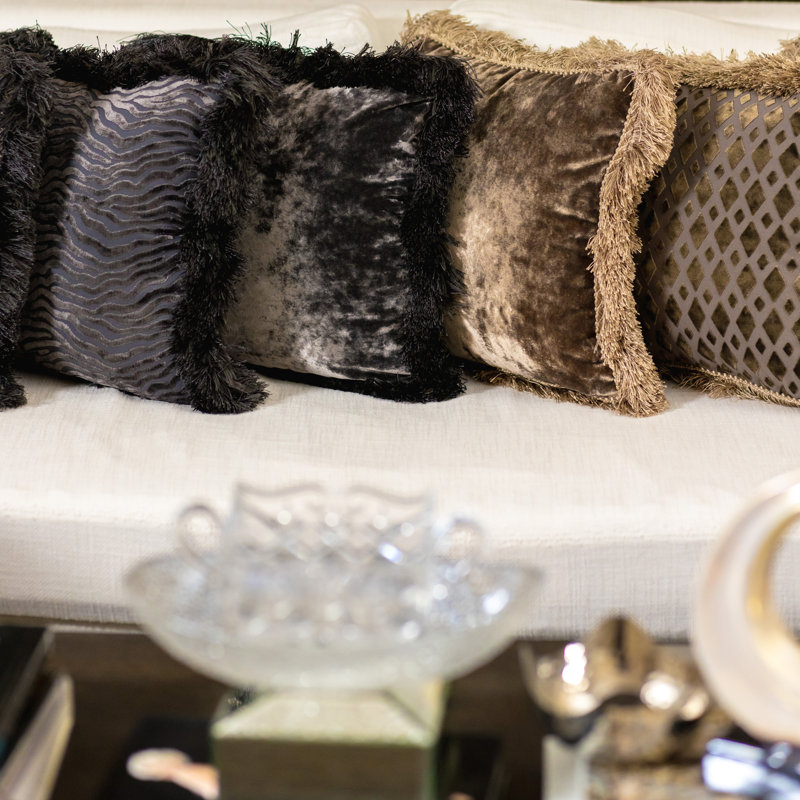 Charcoal Chic Fringed Throw Pillow