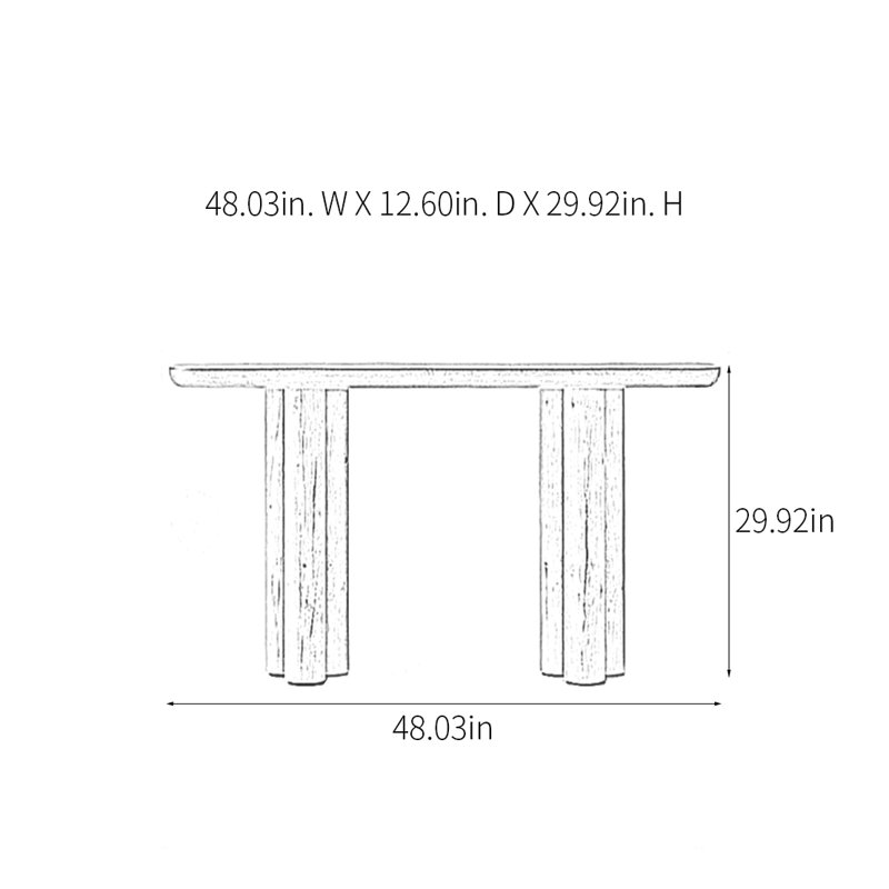 Rural Retro Minimalist Console Table, Brown, 29.92" H x 48.03" W x 12.6" D