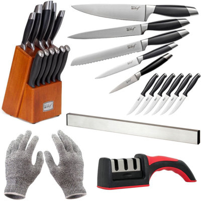Deco Chef Stainless Steel Knife Block Set