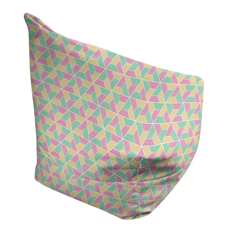 Fauteuil à billes Leffel, Pouf fauteuil, H 27 po x L 30 po x P 25 po, Vert/rose chaud/jaune clair