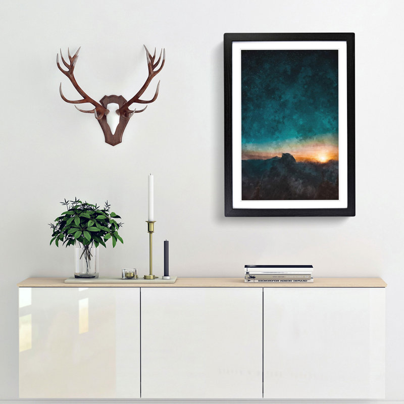 Stars Above California Painting - Framed Print, 33cm H x 24cm W x 2cm D, Black Framed