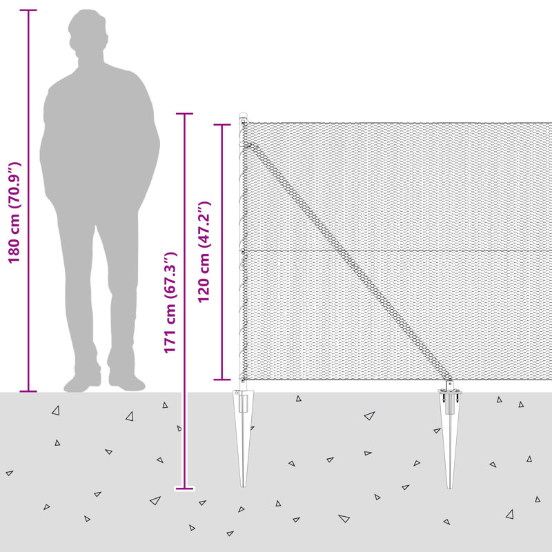 Hexagon Fence Grey Steel, 120cm H x 10000cm W