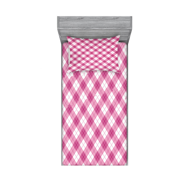 Microfiber Argyle Sheet Set, Twin XL Sheet Set with Fitted Sheet