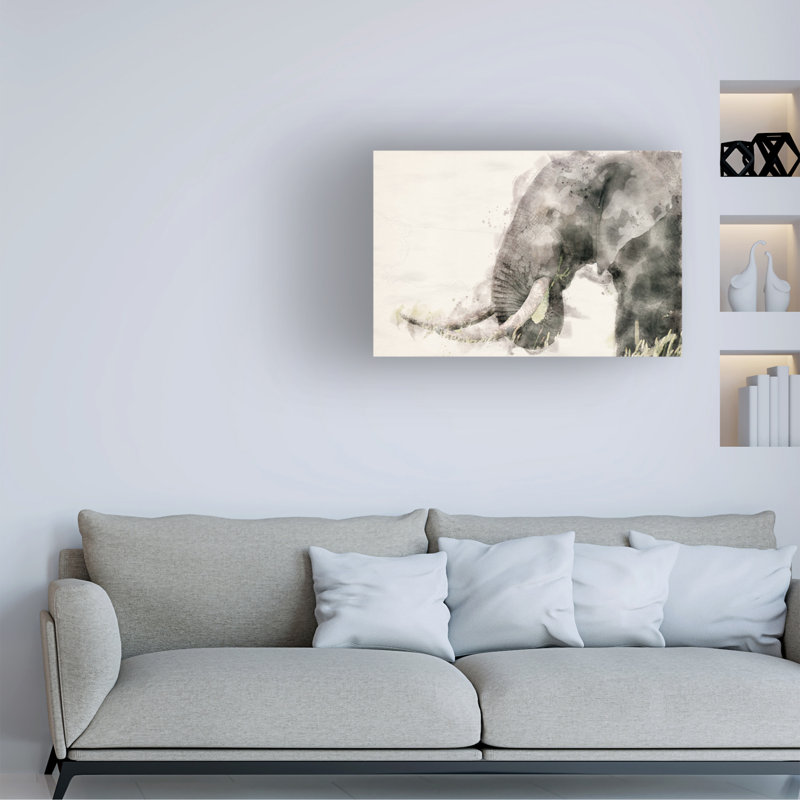 Abstrait éléphant d'Afrique - reproduction d'art sur toile tendue, H 22 po x l 32 po x P 2 po