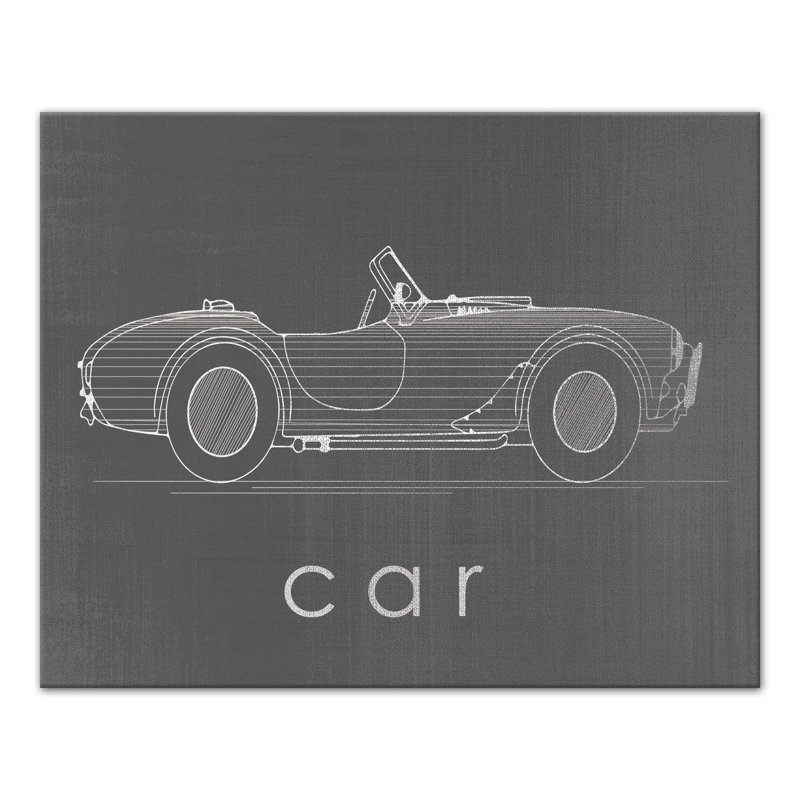 Art sur toile croquis de voiture Flara, Gris, H 16 po x l 20 po x P 1,25 po