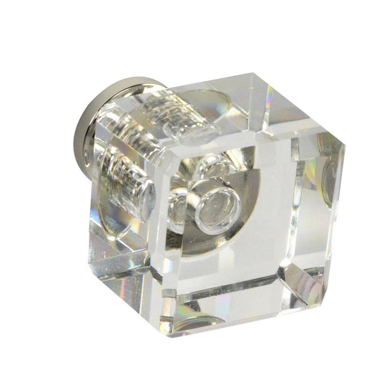 Poignée carrée 1 po Elegance, Transparent / nickel poli
