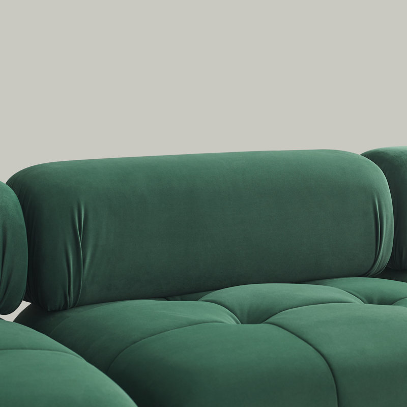 93" Cloud Couch, Modern Velvet Sectional Sofa, Modular L-Shaped Couch with Tufted Design and Ottoman, Ideal for Living Room