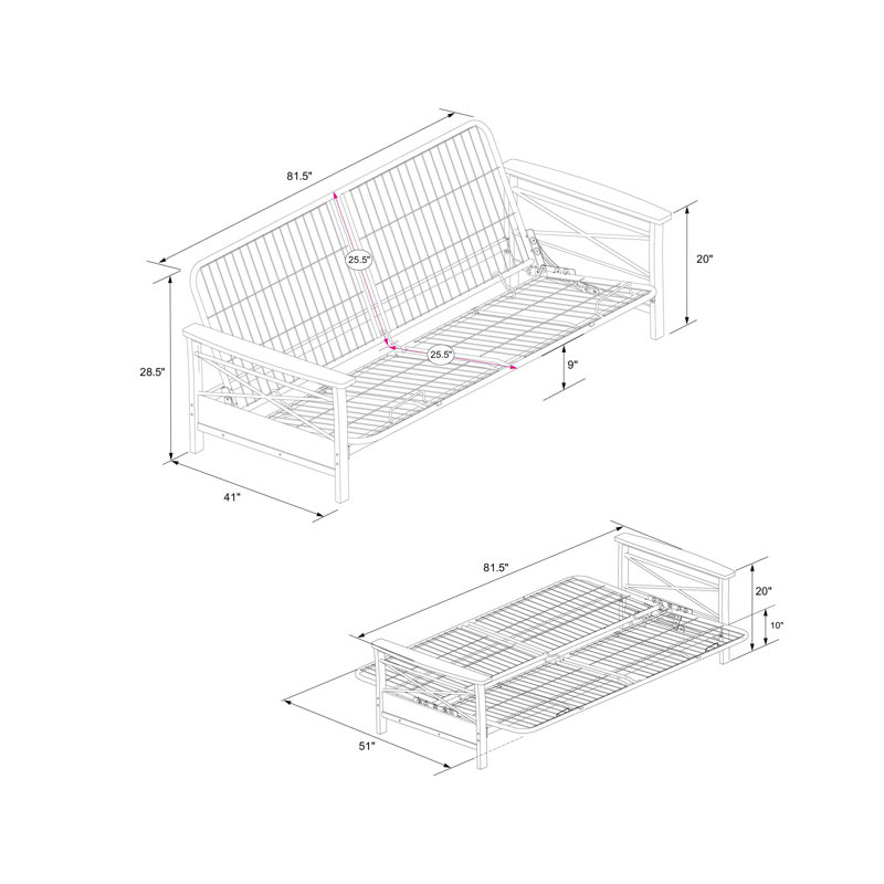 Full 81.5'' Wide Futon Frame, Espresso