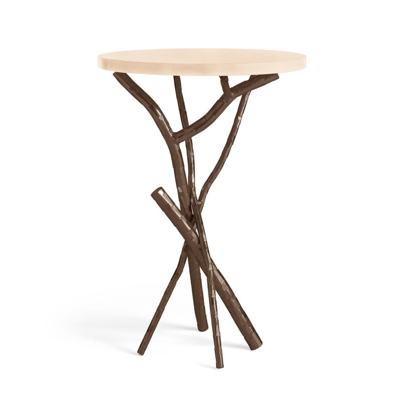 Brindille Wood Top Accent Table, Bronze, Maple Natural
