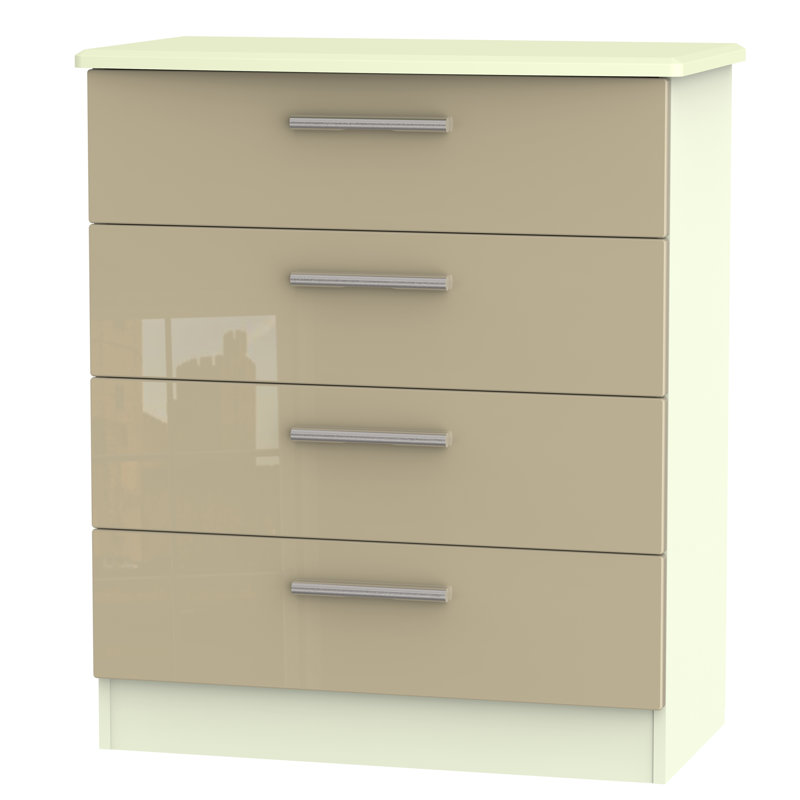 Fully Assembled Yvette 4 Drawer Chest, Cream/Mushroom